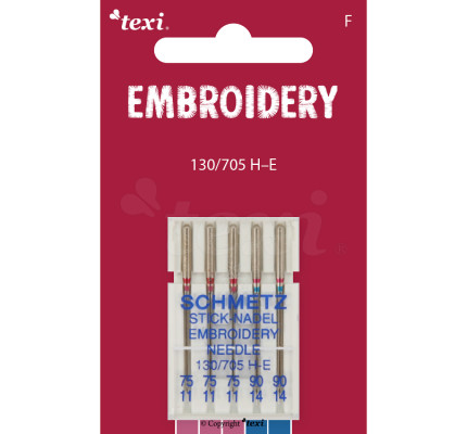 Vyšívací jehly TEXI EMBROIDERY 130/705 H-E 5x75-90
