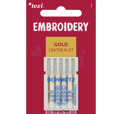 Vyšívací jehly zlaté TEXI EMBROIDERY GOLD 130/705 H-ET 5x75