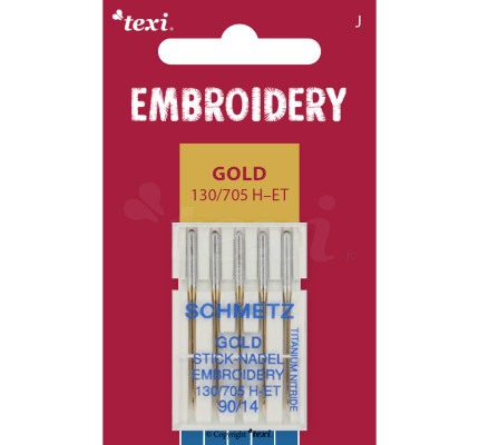 Vyšívací jehly zlaté TEXI EMBROIDERY GOLD 130/705 H-ET 5x90