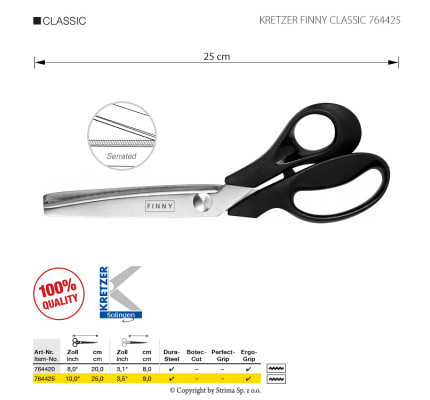 Krejčovské nůžky s mikrozoubky KRETZER FINNY CLASSIC 764425