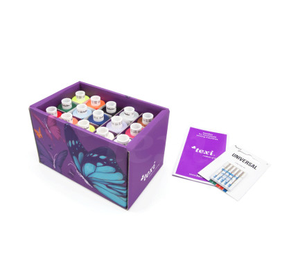 Krabička 15 barev nití a jehly TEXI BOX 15