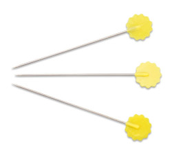 Quiltovací špendlíky s kytičkou, 0,60 x 50 mm, žluté, 50 ks