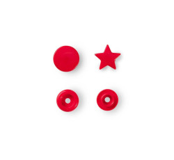 Plastové patentky "Color Snaps" hvězdičky, 12,4 mm, 30 ks, červené
