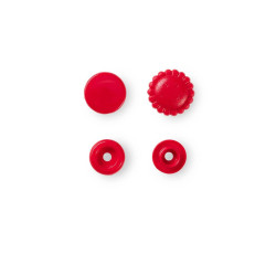 Plastové patentky "Color Snaps" kytičky, 13,6 mm, 21 ks, červené
