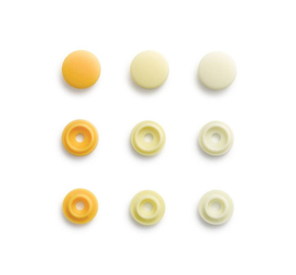 Plastové patentky "Color Snaps Mini", Prym Love, 9 mm, 36 ks, v odstínech světle žluté