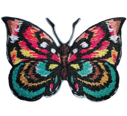 Nášivka motýl, samolepicí/nažehlovací, růžová/tyrkysová