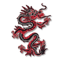 Nášivka asijský drak, nažehlovací, červená/černá