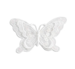 Nášivka motýl, slavnostní, nažehlovací, bílá